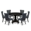 East West Furniture Ferris 7-Piece Dining Table Set in Black Finish