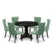 East West Furniture Ferris 7 Piece Round Dining Set in Black Finish