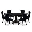 East West Furniture Ferris 7 Piece Round Kitchen Table Set in Black Finish