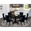 East West Furniture Ferris 7 Piece Round Kitchen Table Set in Black Finish