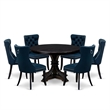 East West Furniture Ferris 7 Piece Round Dining Set in Black Finish