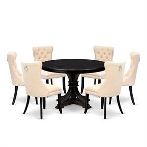 East West Furniture Ferris 7-Piece Kitchen Table Set in Black Finish