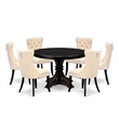 East West Furniture Ferris 7-Piece Kitchen Table Set in Black Finish