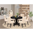 East West Furniture Ferris 7-Piece Kitchen Table Set in Black Finish