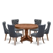 East West Furniture Ferris 7-Piece Dining Table Set in Walnut Finish
