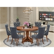 East West Furniture Ferris 7-Piece Dining Table Set in Walnut Finish