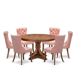 East West Furniture Ferris 7-Piece Modern Dining Table Set in Walnut Finish