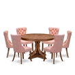 East West Furniture Ferris 7-Piece Modern Dining Table Set in Walnut Finish