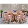 East West Furniture Ferris 7-Piece Modern Dining Table Set in Walnut Finish