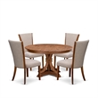 East West Furniture Ferris 5 Piece Round Dining Set in Walnut Finish
