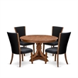 East West Furniture Ferris 5 Piece Round Dinette Set in Walnut Finish