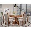East West Furniture Ferris 7 Piece Round Kitchen Set in Walnut Finish