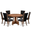 East West Furniture Ferris 7 Piece Round Dining Set in Walnut Finish
