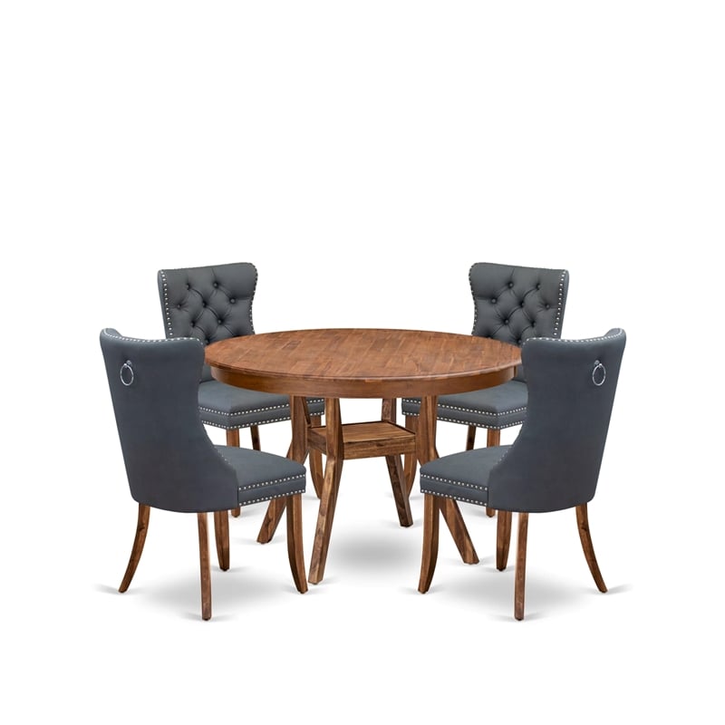 East West Furniture Ferris 5-Piece Dining Table Set in Walnut Finish