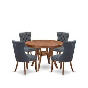 East West Furniture Ferris 5-Piece Dining Table Set in Walnut Finish