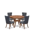 East West Furniture Ferris 5-Piece Dining Table Set in Walnut Finish