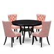 East West Furniture Ferris 5 Piece Round Kitchen Set in Black Finish