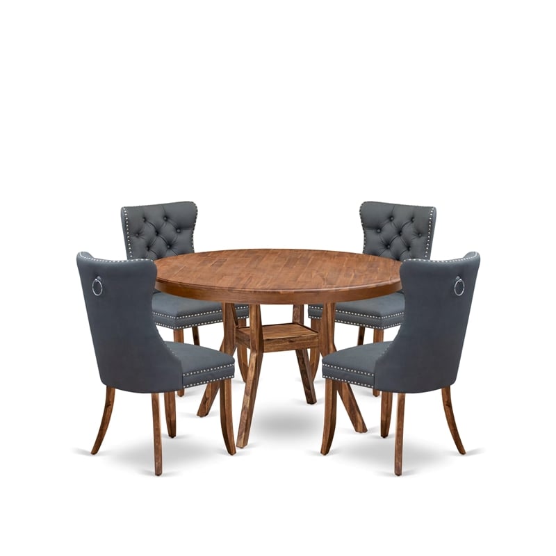 East West Furniture Ferris 5-Piece Kitchen Dining Set in Walnut Finish
