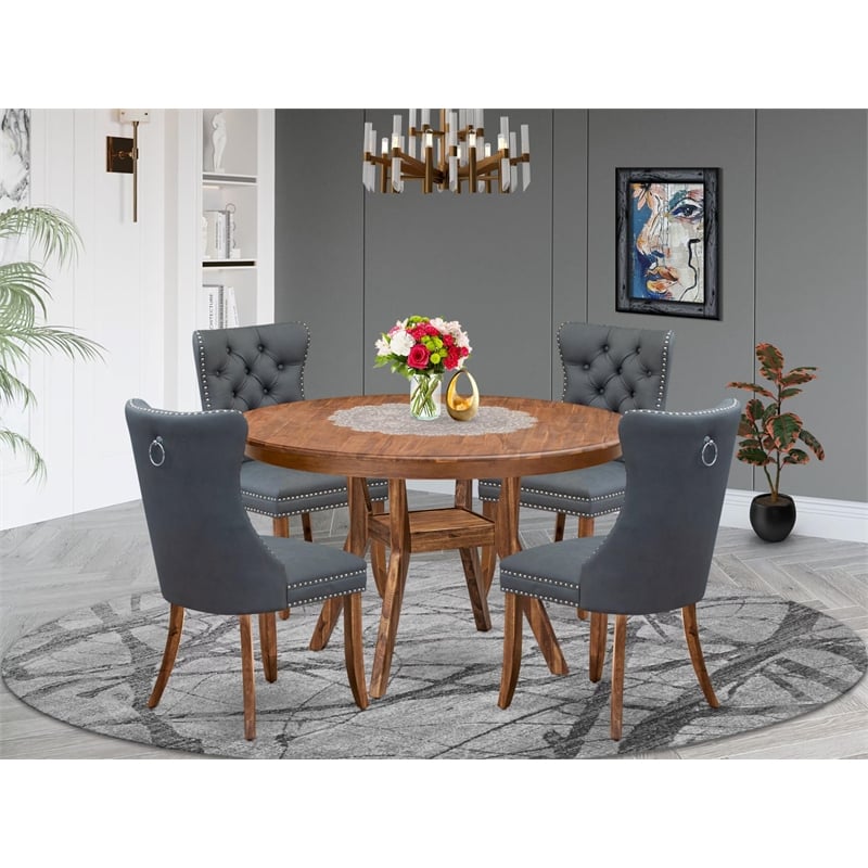 East West Furniture Ferris 5-Piece Kitchen Dining Set in Walnut Finish