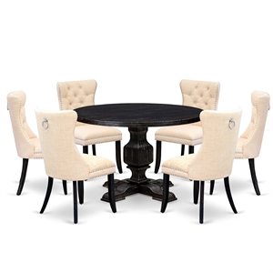 East West Furniture Irving 7-Piece Dining Table Set in Black Finish