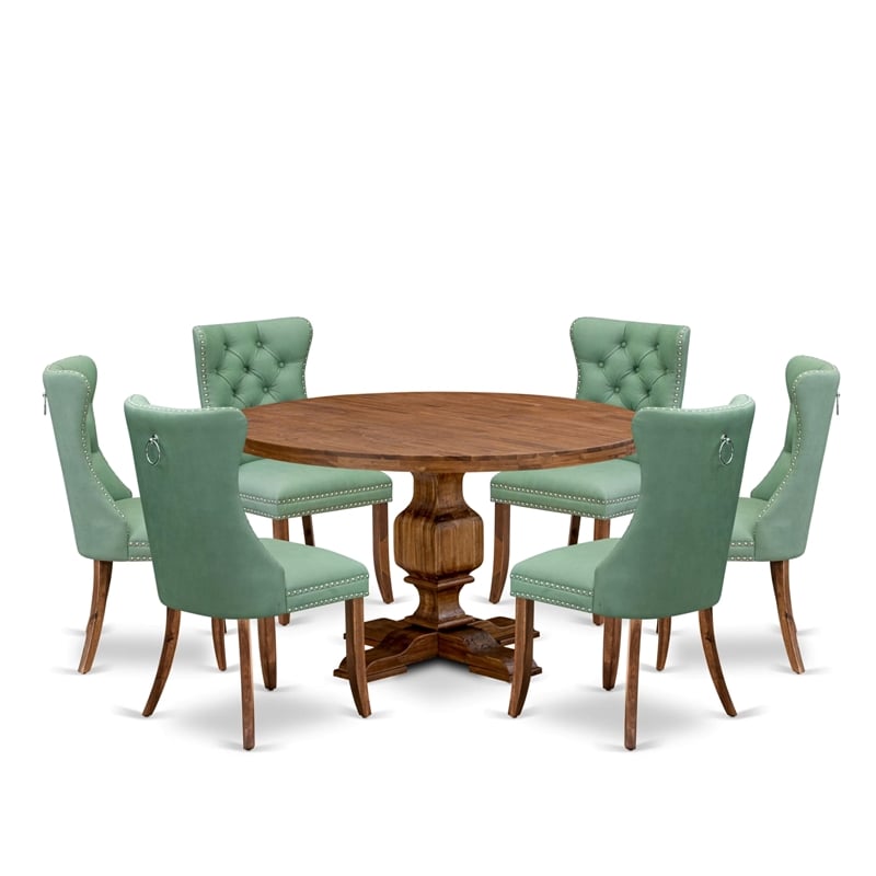 East West Furniture Irving 7-Piece Dining Table Set in Walnut Finish