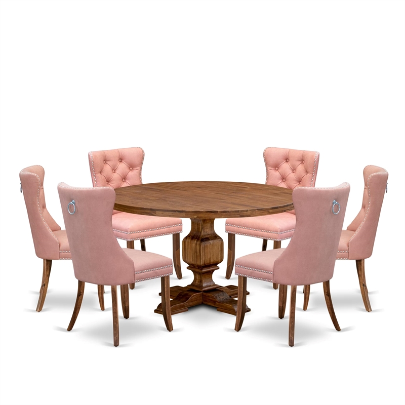 East West Furniture Irving 7-Piece Modern Dining Table Set in Walnut Finish