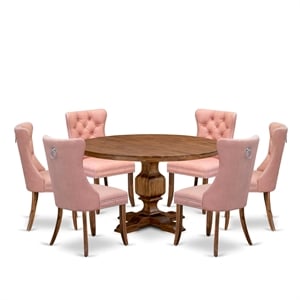 East West Furniture Irving 7-Piece Modern Dining Table Set in Walnut Finish