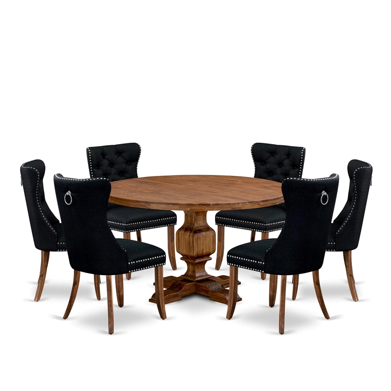 East West Furniture Irving 7-Piece Kitchen Dining Set in Walnut Finish