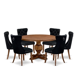 East West Furniture Irving 7-Piece Kitchen Dining Set in Walnut Finish