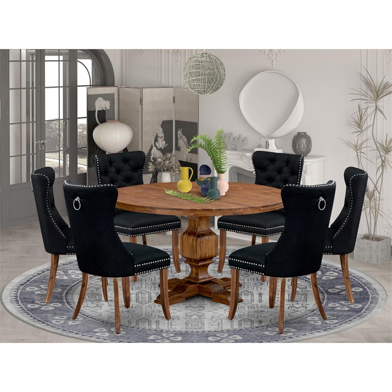 East West Furniture Irving 7-Piece Kitchen Dining Set in Walnut Finish