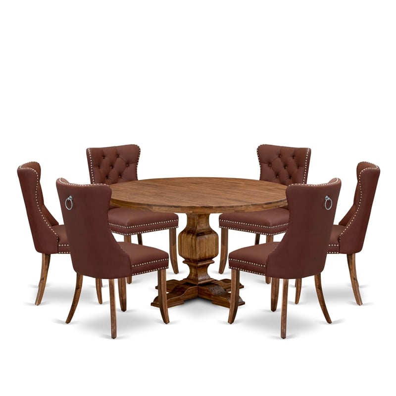 East West Furniture Irving 7-Piece Kitchen Table Set in Walnut Finish