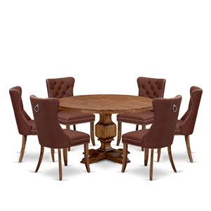 East West Furniture Irving 7-Piece Kitchen Table Set in Walnut Finish