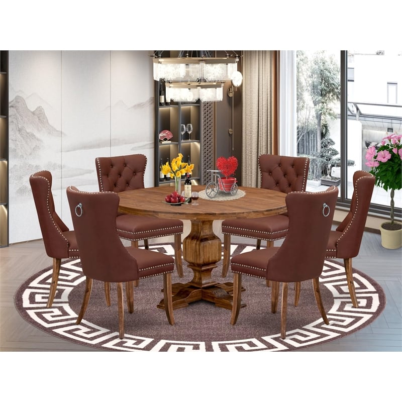 East West Furniture Irving 7-Piece Kitchen Table Set in Walnut Finish