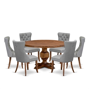 East West Furniture Irving 7-Piece Kitchen Table Set in Walnut Finish