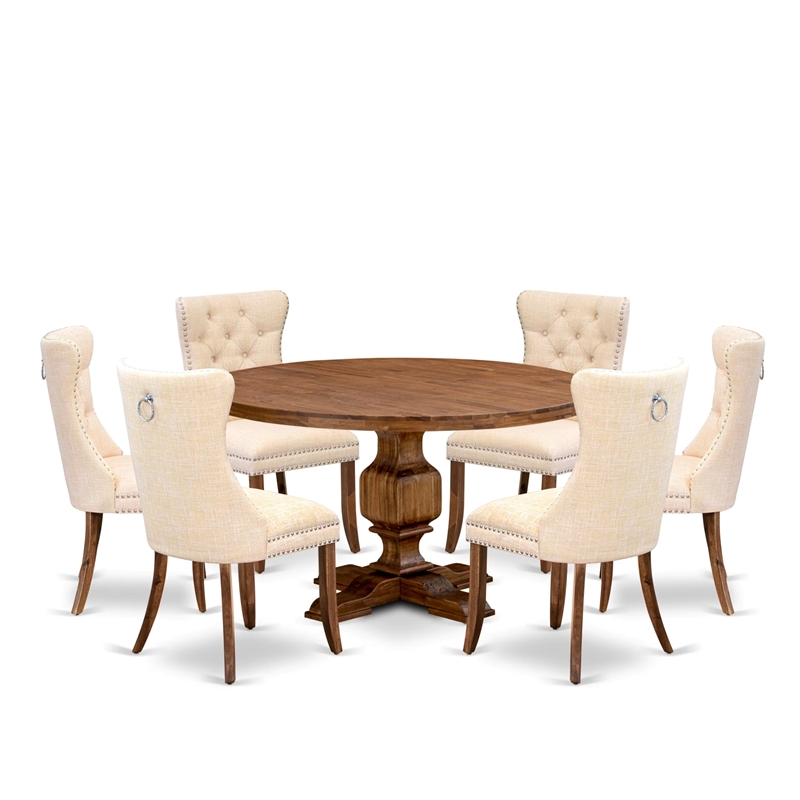 East West Furniture Irving 7-Piece Wooden Kitchen Table Set in Walnut Finish
