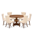 East West Furniture Irving 7-Piece Wooden Kitchen Table Set in Walnut Finish