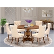 East West Furniture Irving 7-Piece Wooden Kitchen Table Set in Walnut Finish