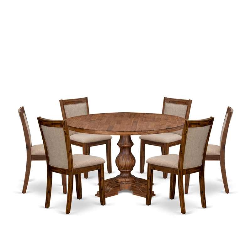 East West Furniture Irving 7-Piece Modern Dining Table Set in Walnut Finish