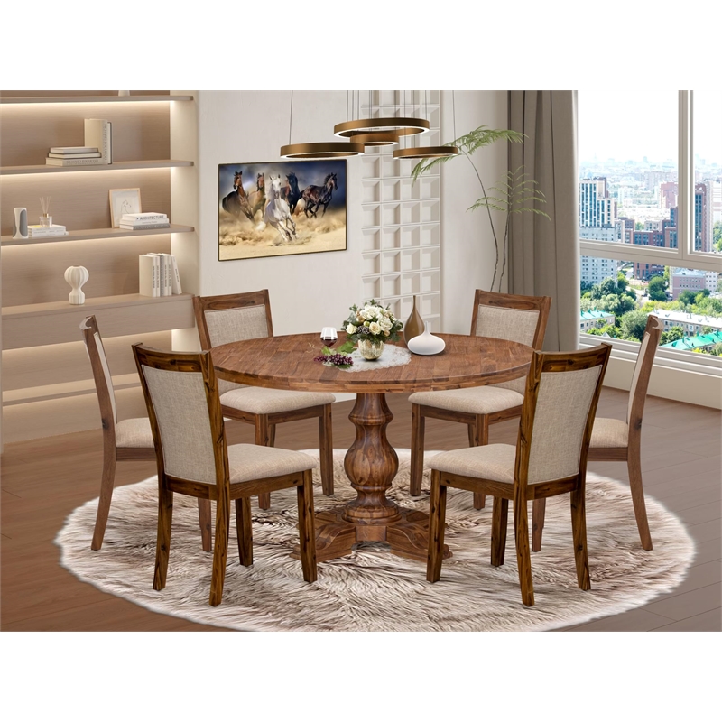 East West Furniture Irving 7-Piece Modern Dining Table Set in Walnut Finish