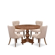 East West Furniture Irving 5-Piece Kitchen Dining Set in Walnut Finish
