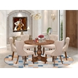 East West Furniture Irving 7 Piece Round Kitchen Set in Walnut Finish