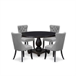 East West Furniture Irving 5 Piece Round Dining Room Set in Black Finish