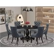 East West Furniture Irving 7-Piece Kitchen Table Set in Black Finish
