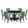 East West Furniture Irving 7 Piece Round Kitchen Table Set in Black Finish
