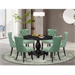 East West Furniture Irving 7 Piece Round Kitchen Table Set in Black Finish