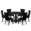 East West Furniture Irving 7 Piece Round Kitchen Table Set in Black Finish
