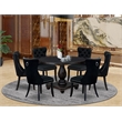 East West Furniture Irving 7 Piece Round Kitchen Table Set in Black Finish