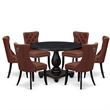 East West Furniture Irving 7 Piece Round Dining Table Set in Black Finish