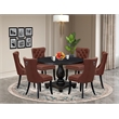 East West Furniture Irving 7 Piece Round Dining Table Set in Black Finish
