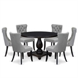 East West Furniture Irving 7 Piece Round Dining Set in Black Finish